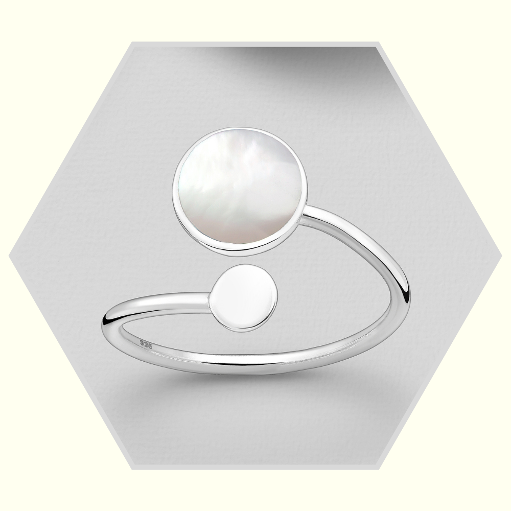 Bague En Argent 925 Avec Turquoise Et Nacre, Taille 53,5 - Pièce Unique D'occasion