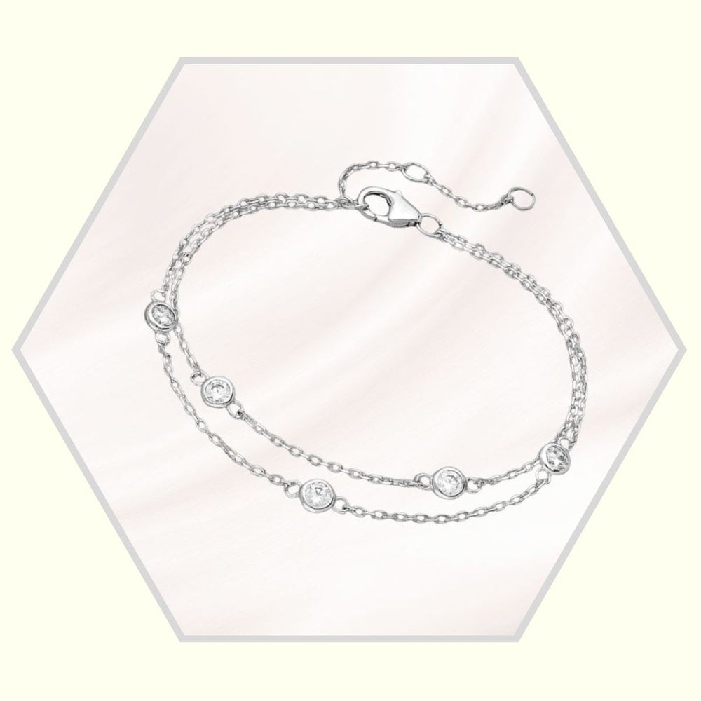 Bracelet en argent 925 rhodié / zirconia / ajustable
