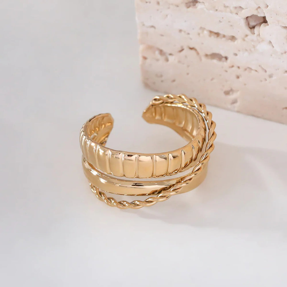 Bague ajustable en acier inoxydable doré