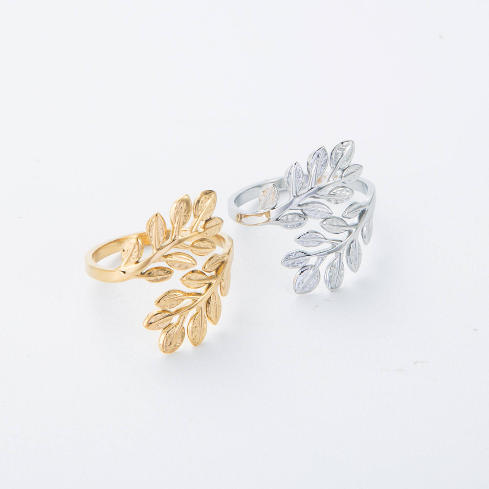 Bague feuilles ajustable en acier inoxydable