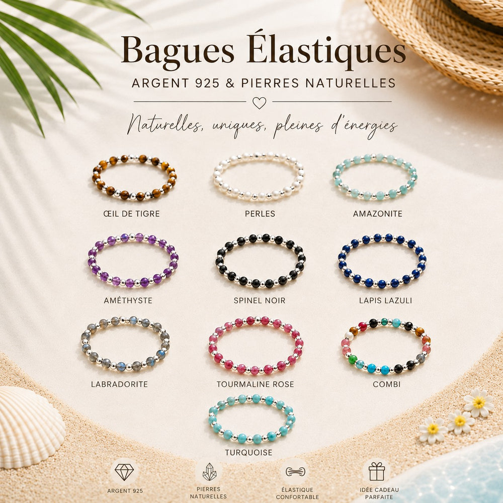 Bague argent 925 / pierre semi-précieuse / ajustable