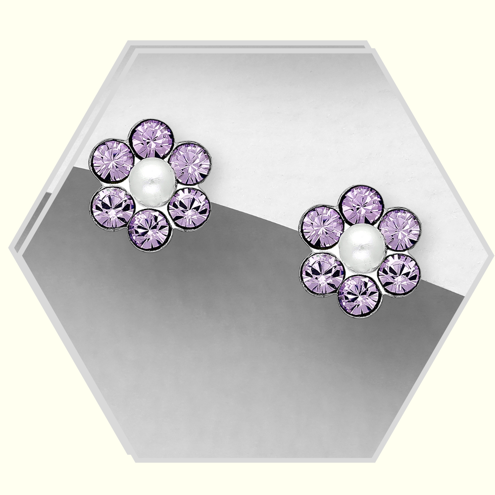 Boucle d'oreille en argent 925 / cristal / perle synthétique