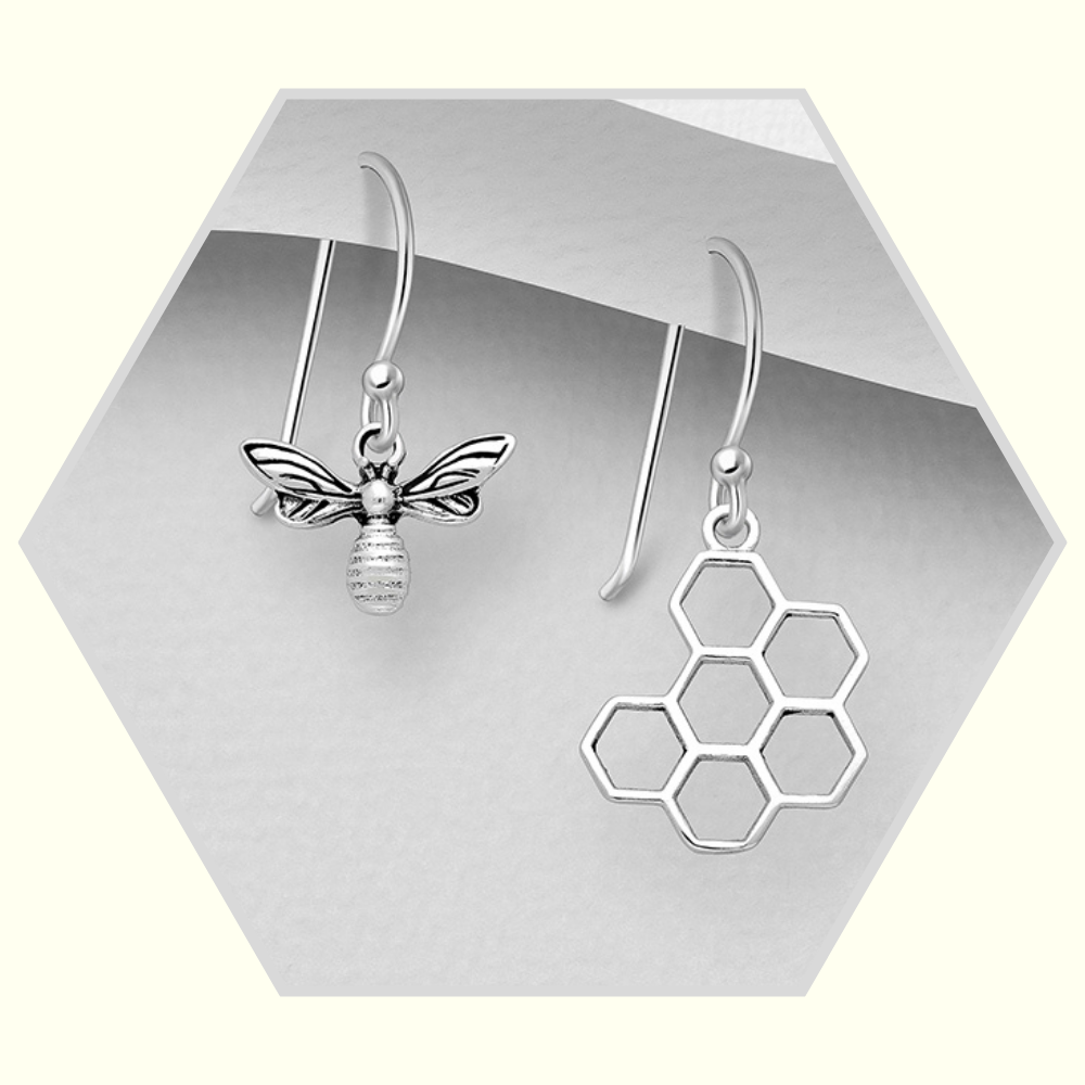 Boucles d'oreilles en argent 925 Abeille & Ruche