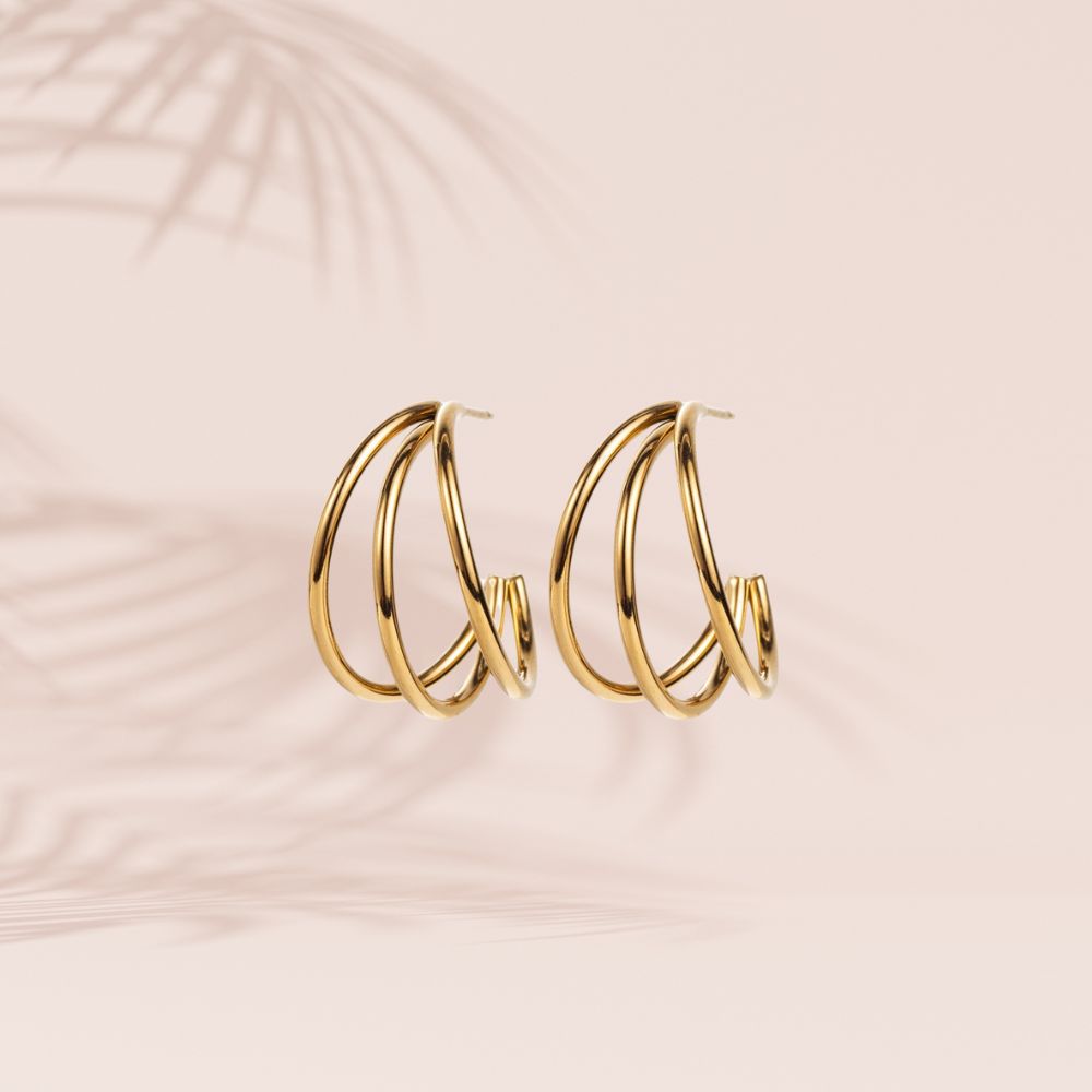 Boucles d'oreilles demi créole acier inoxydable doré 20mm