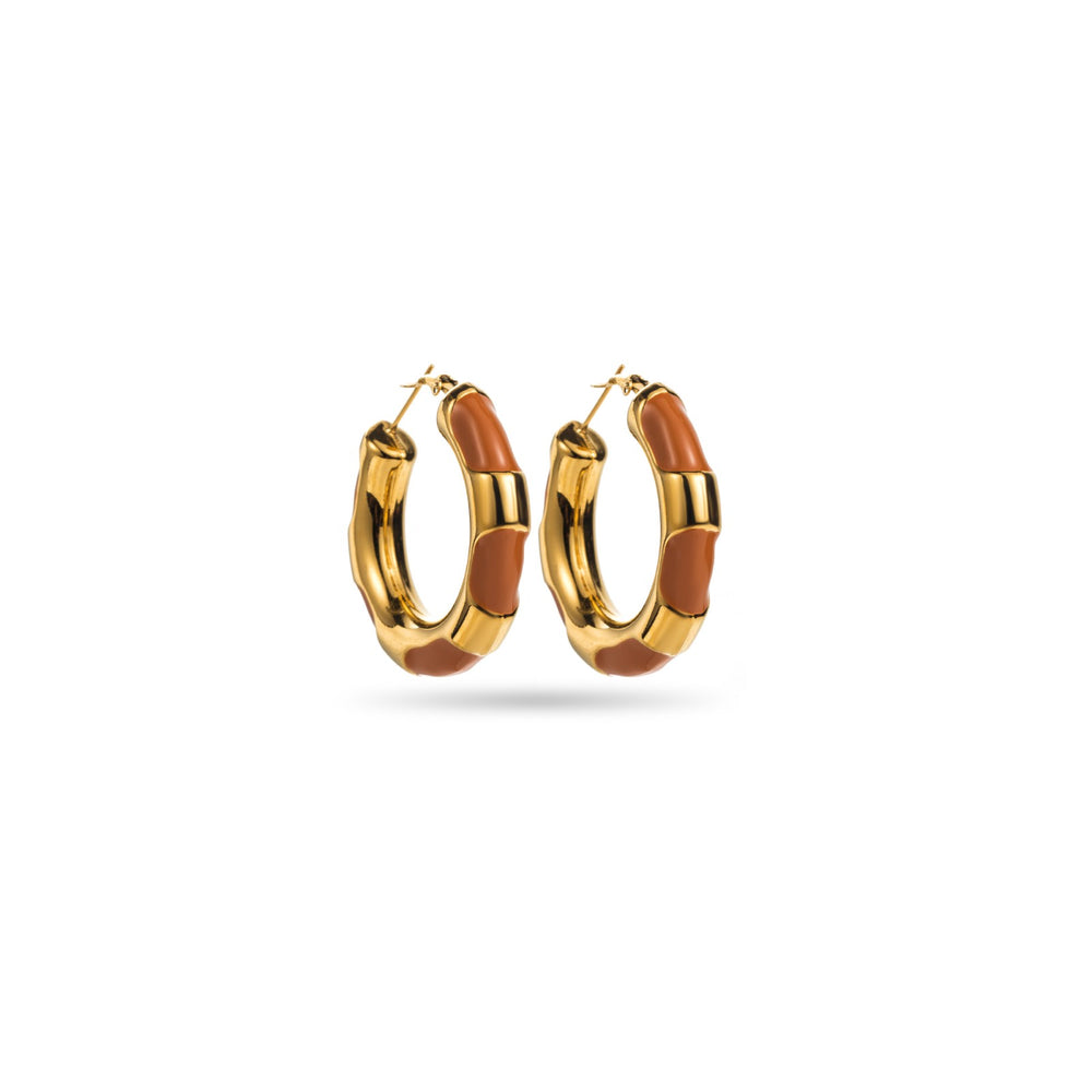 Boucles d'oreilles créole en acier inoxydable doré - résine colorée