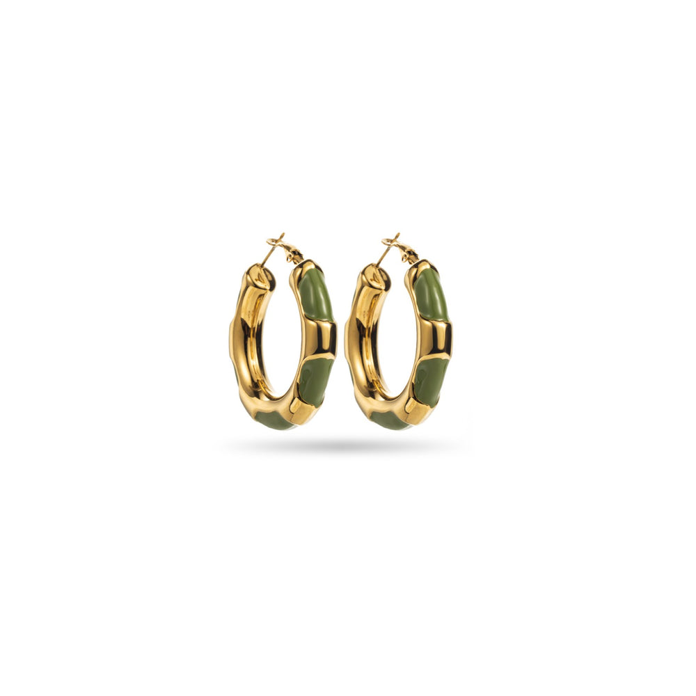 Boucles d'oreilles créole en acier inoxydable doré - résine colorée