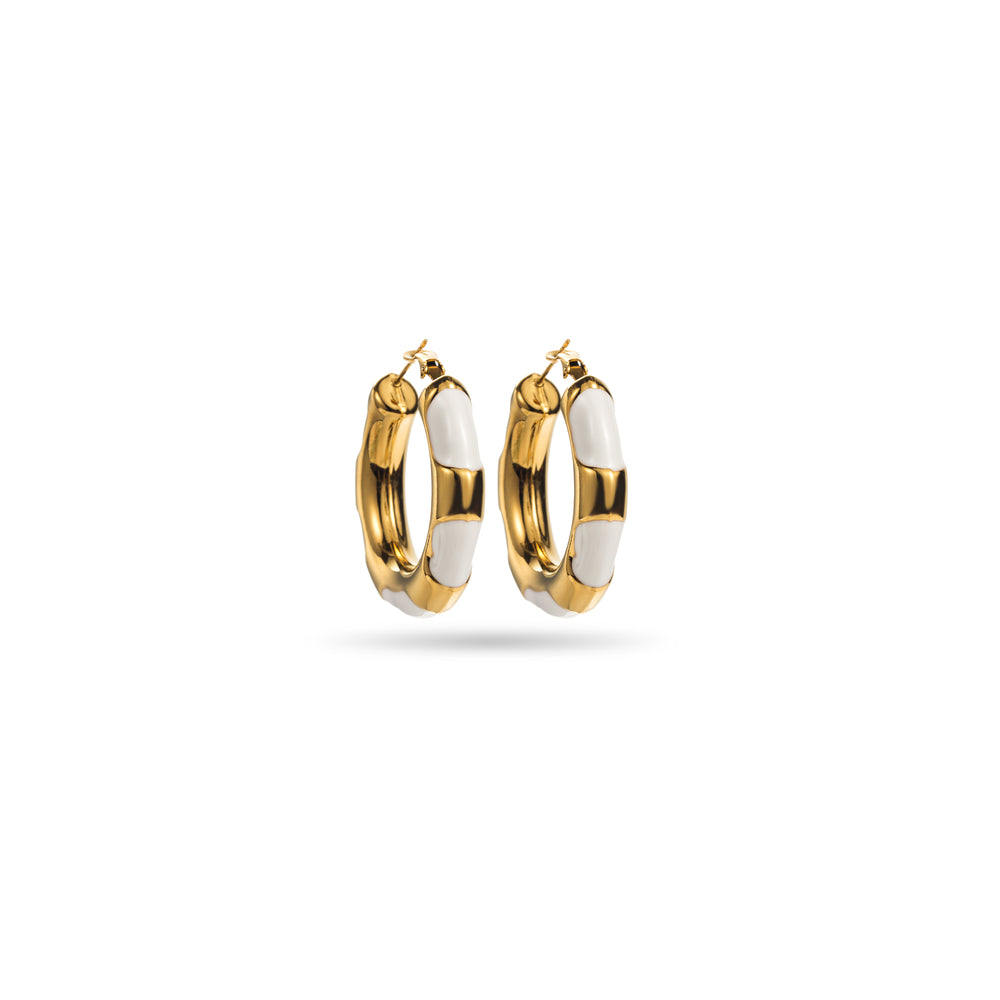 Boucles d'oreilles créole en acier inoxydable doré - résine colorée