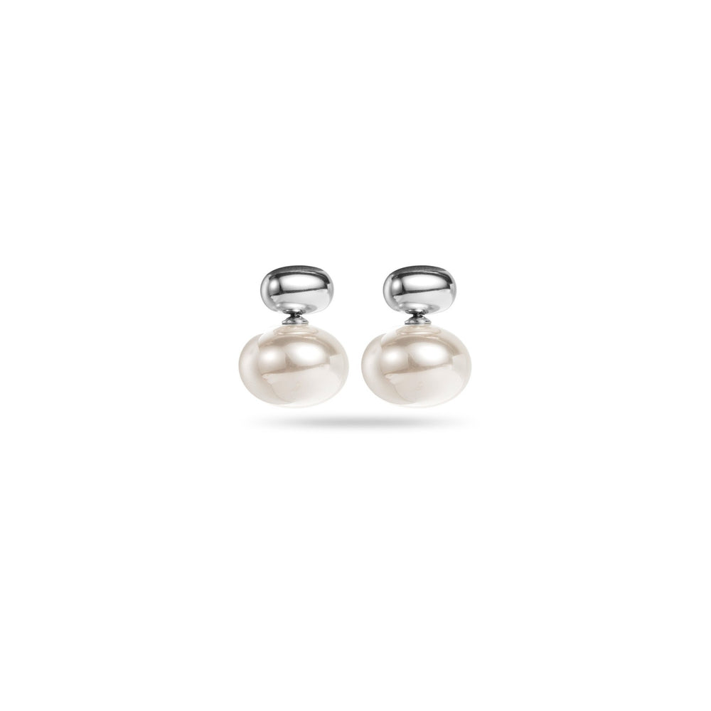 Boucles d'oreilles en acier inoxydable version doré ou argenté - perle synthétique