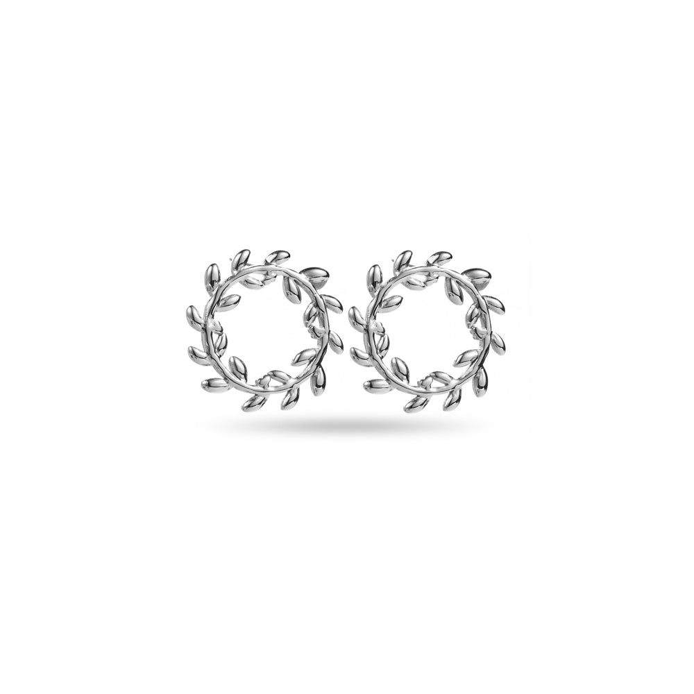 Boucles d'oreilles couronne de feuilles en acier inoxydable