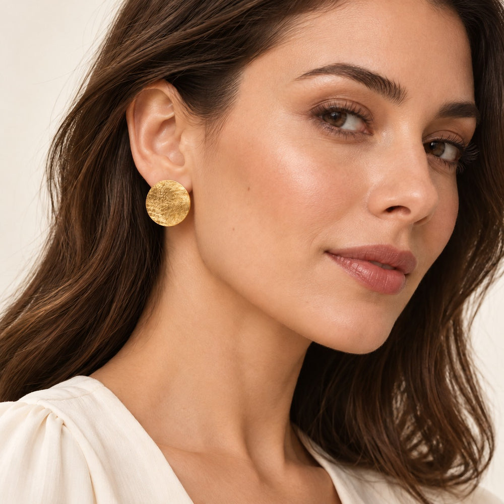 Boucles d'oreilles en acier inoxydable effet brossé - version doré ou argenté