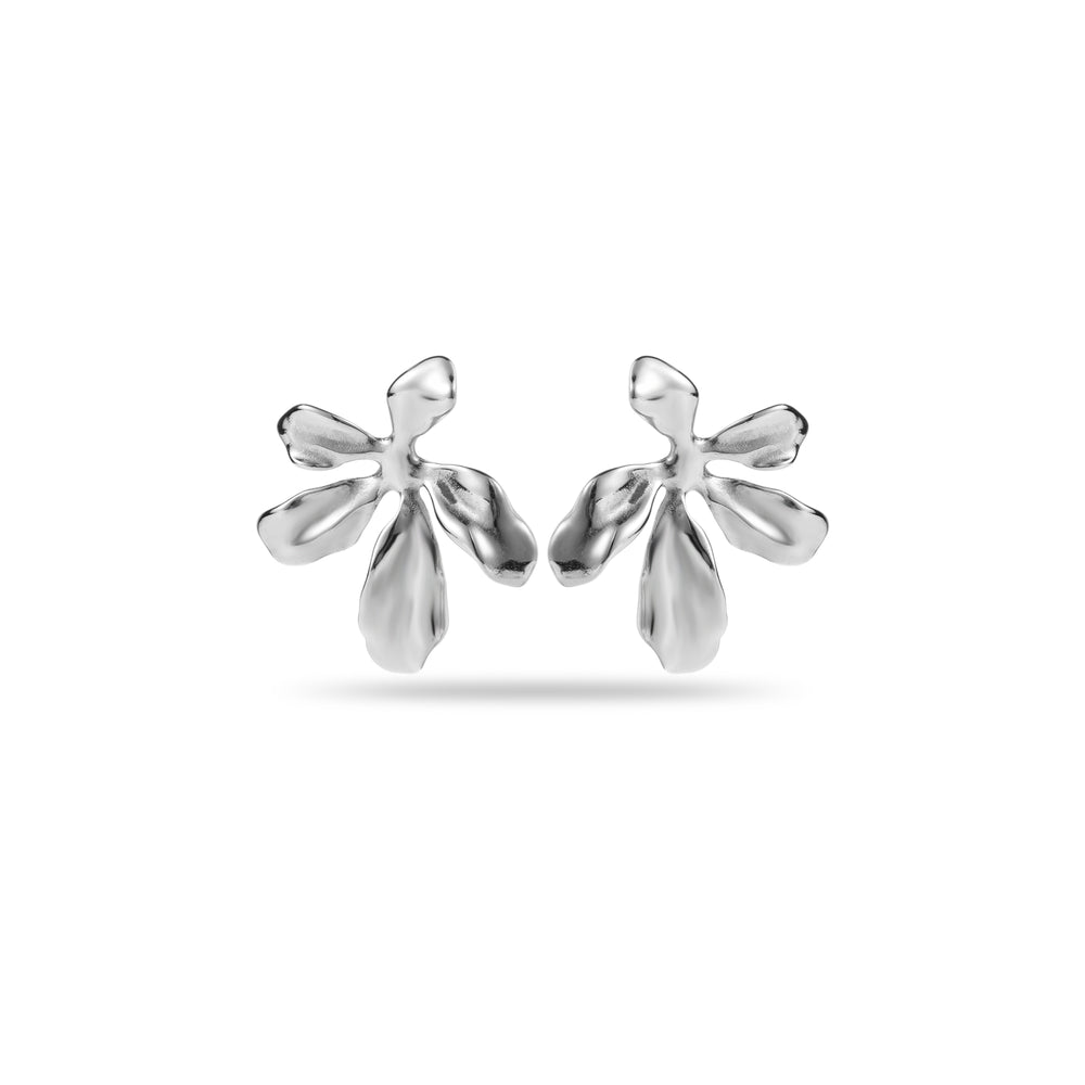 Boucles d'oreilles fleur en acier inoxydable - version doré ou argenté