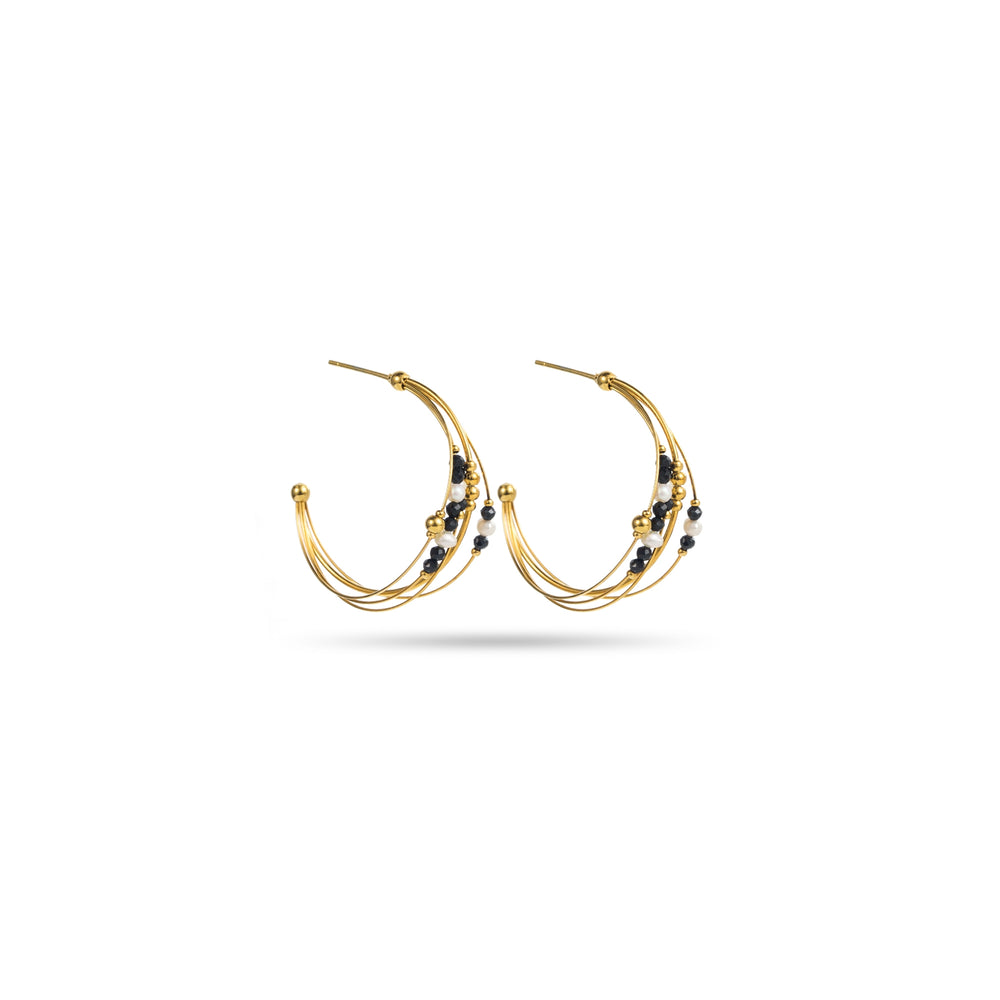 Boucles d'oreilles en acier inoxydable doré - pierres naturelles
