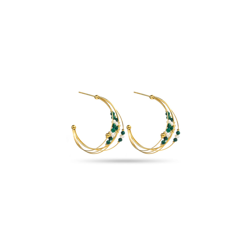Boucles d'oreilles en acier inoxydable doré - pierres naturelles