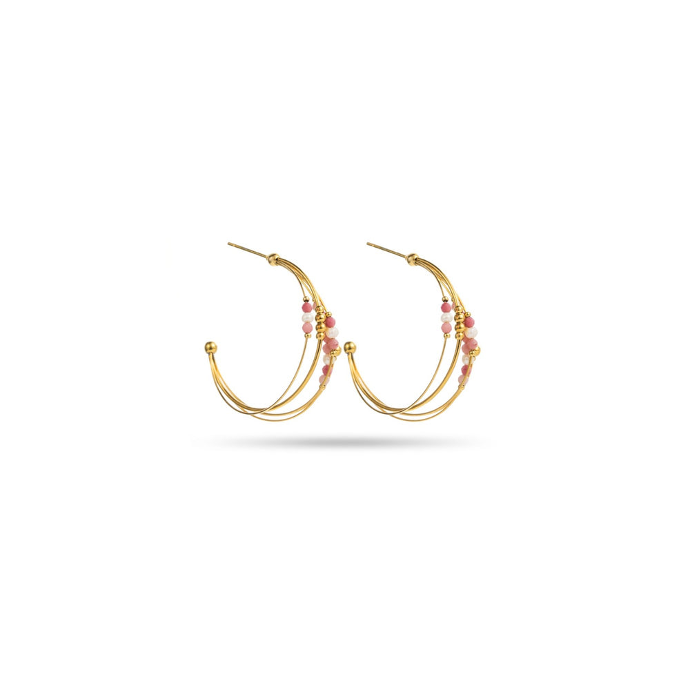 Boucles d'oreilles en acier inoxydable doré - pierres naturelles