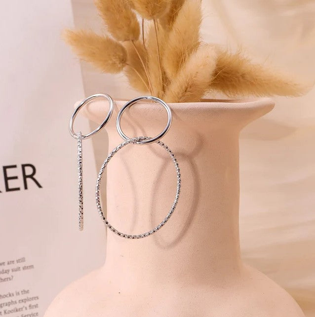 Boucles d'oreilles en acier inoxydable - finition polie & torsadée