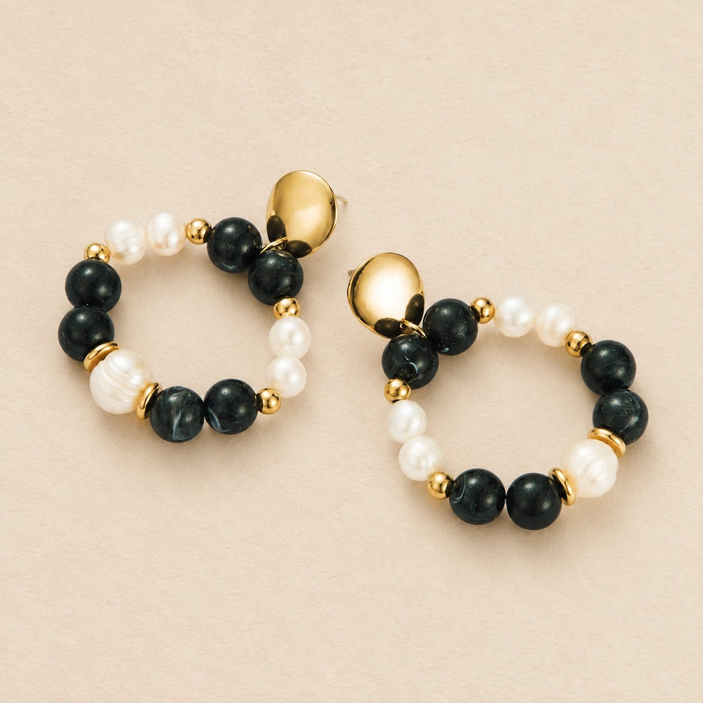 Boucles d'oreilles en acier inoxydable doré - pierres naturelles