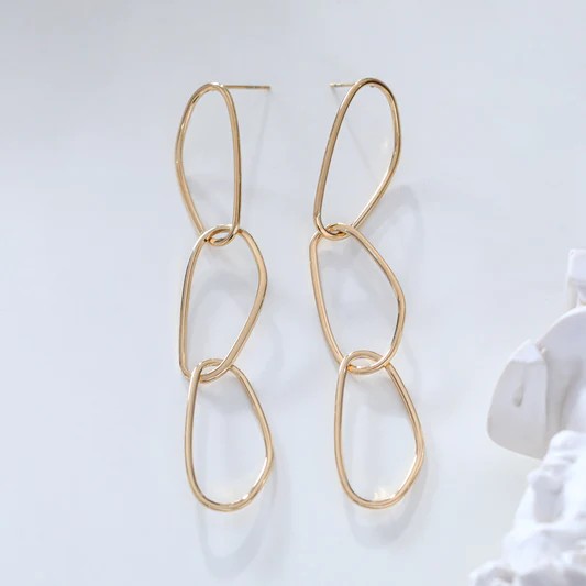 Boucles d'oreilles pendantes en acier inoxydable doré
