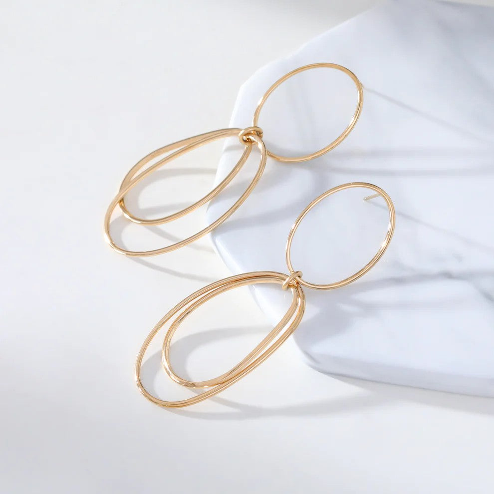 Boucles d'oreilles pendantes en acier inoxydable doré
