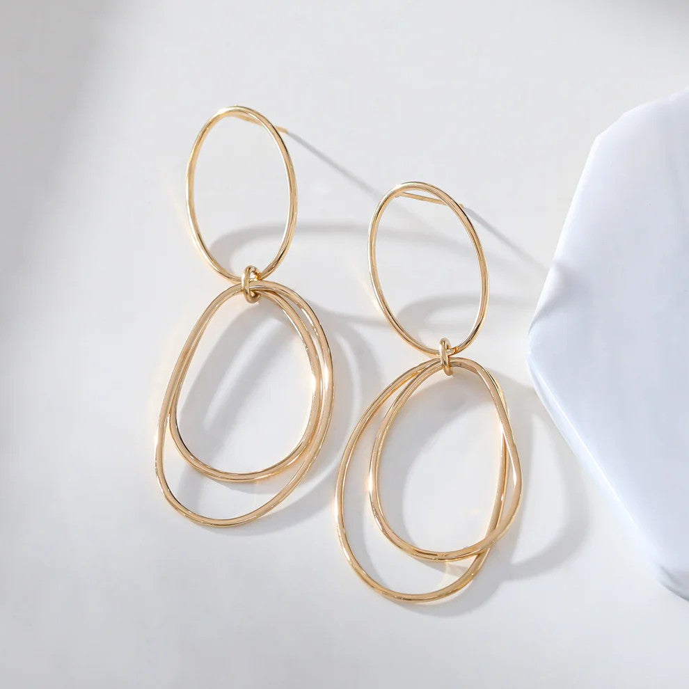 Boucles d'oreilles pendantes en acier inoxydable doré