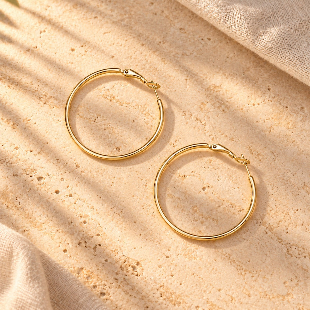 Boucles d'oreilles créole en acier inoxydable doré - 30mm