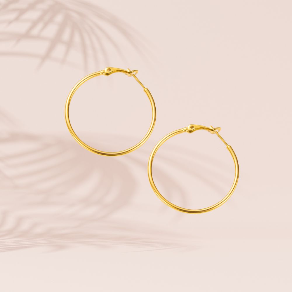 boucles d'oreilles créole acier doré inoxydable diamètre 30mm