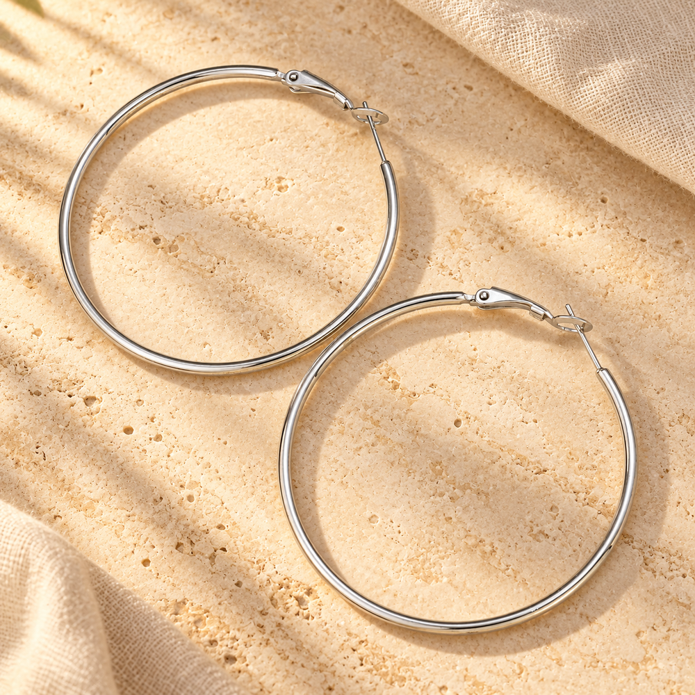 Boucles d'oreilles créole en acier inoxydable - 40mm