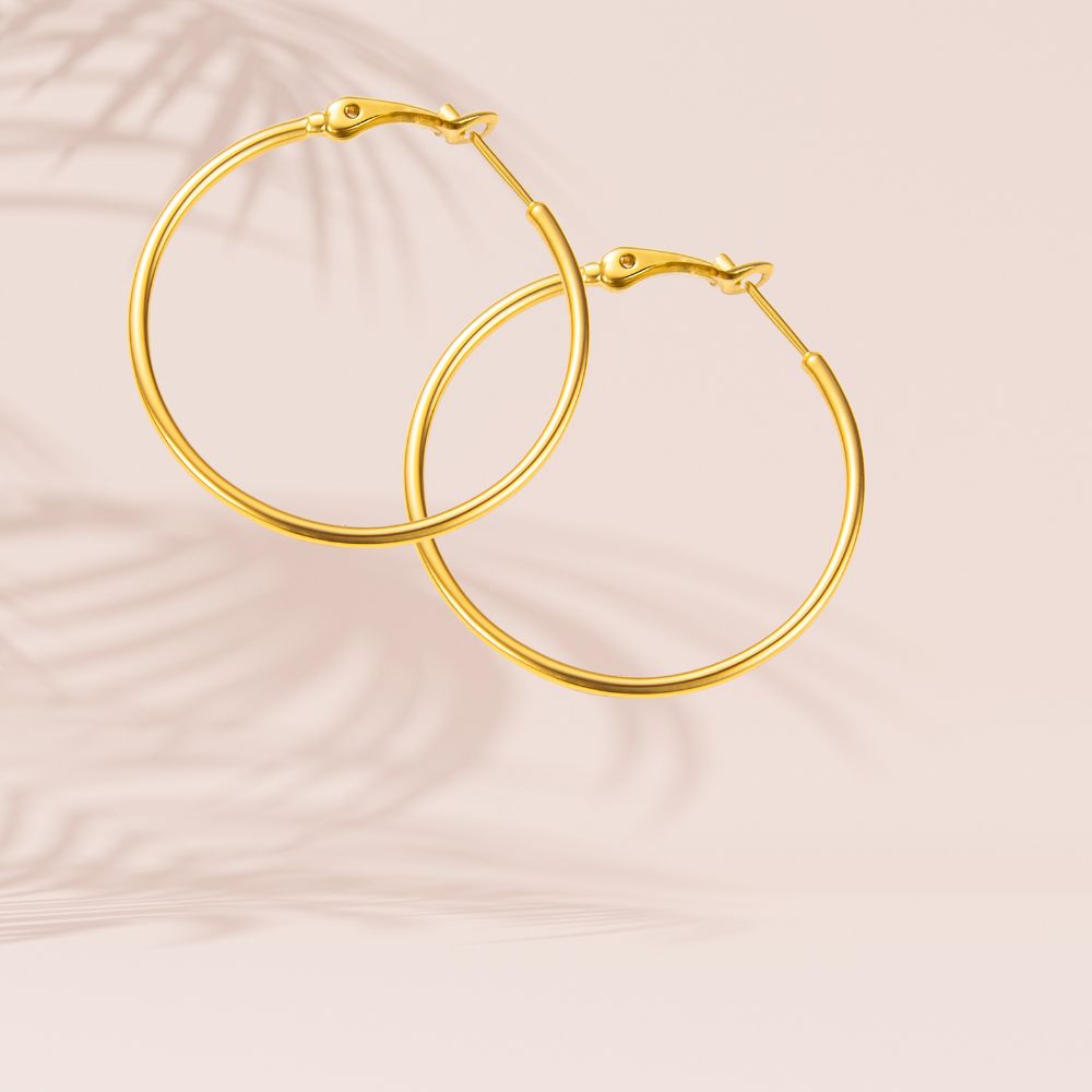 boucles d'oreilles créole acier inoxydable doré diamètre 50mm