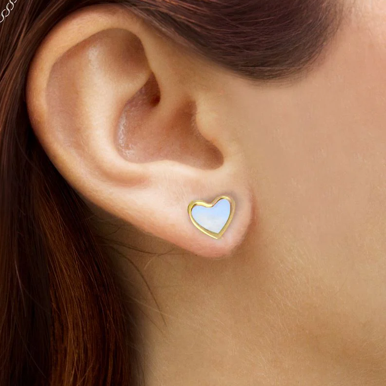 Boucles d'oreilles coeur acier inoxydable chirurgical 316L doré