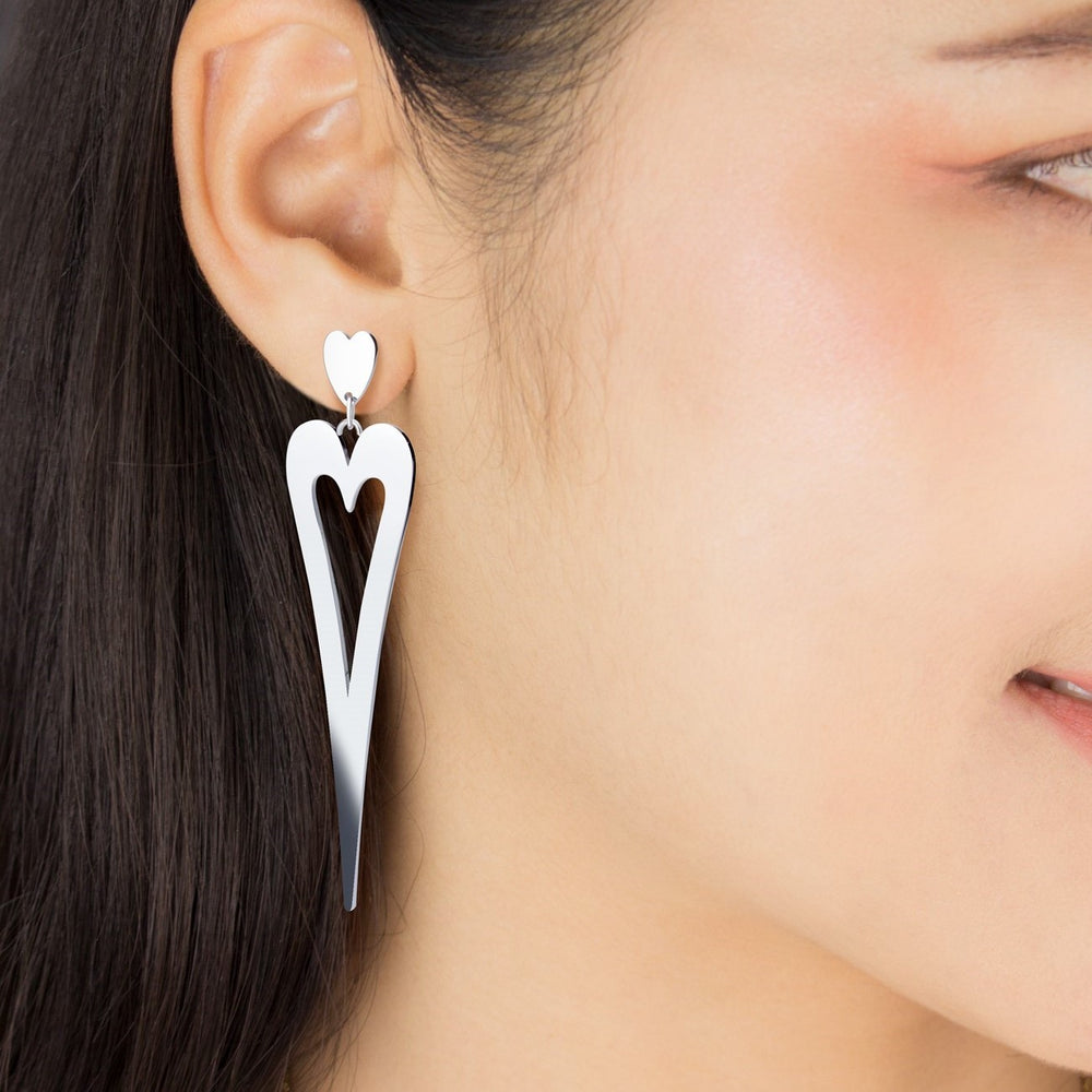 Boucles d'oreilles coeur en acier inoxydable 316L Version Argenté, Doré or jaune, Doré or rose