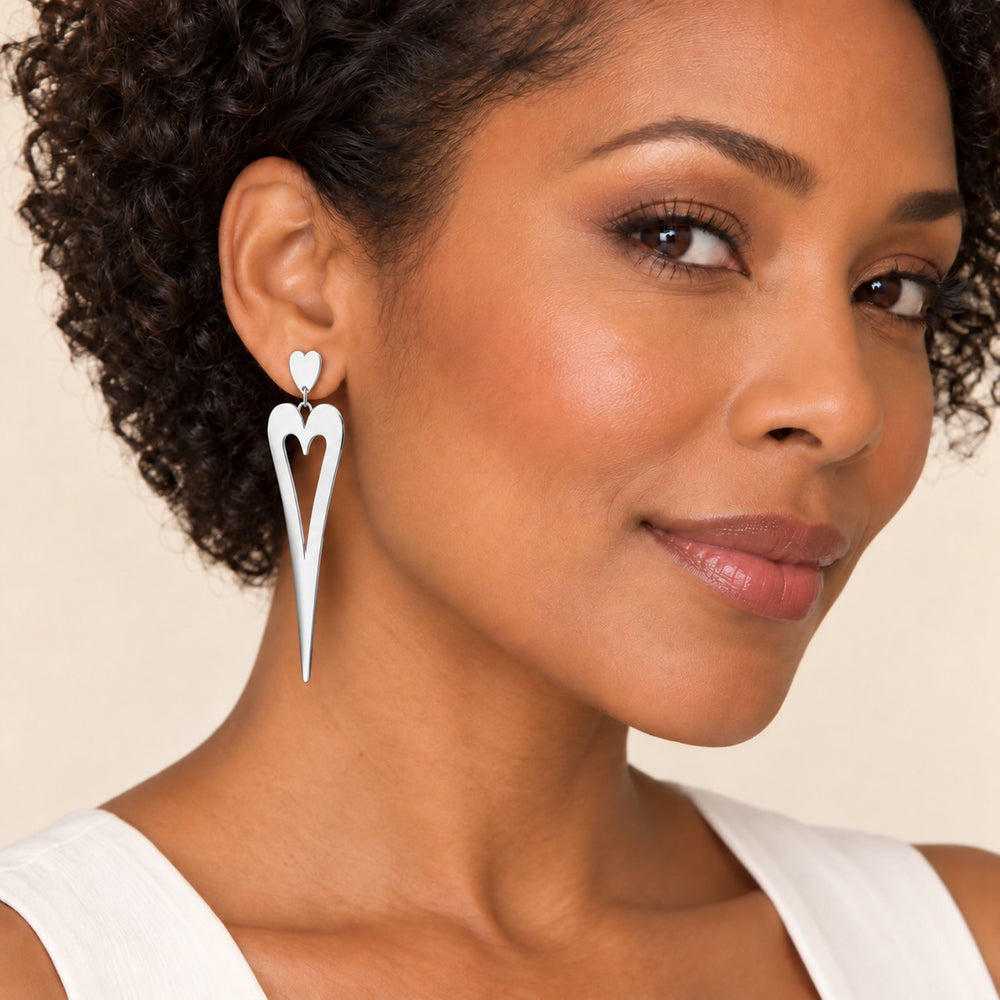 316L Stainless Steel Heart Earrings in Silver, Yellow Gold, Rose Gold