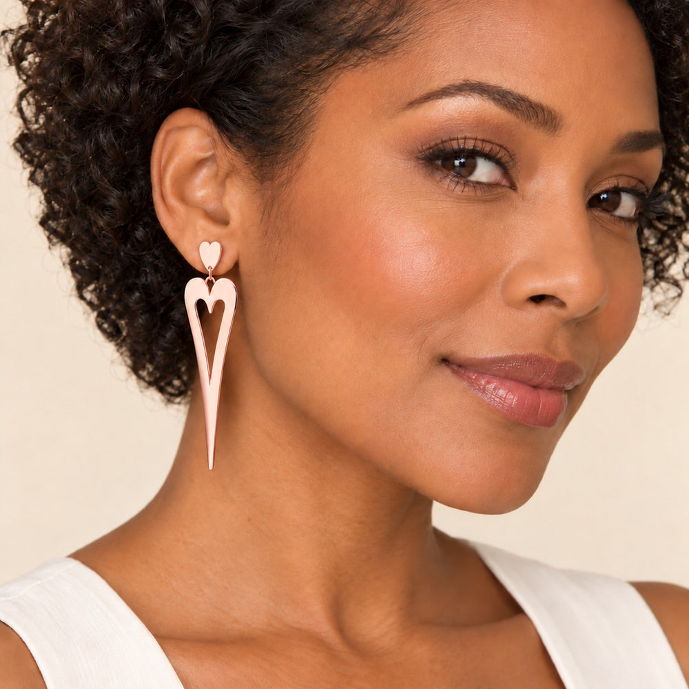 316L Stainless Steel Heart Earrings in Silver, Yellow Gold, Rose Gold