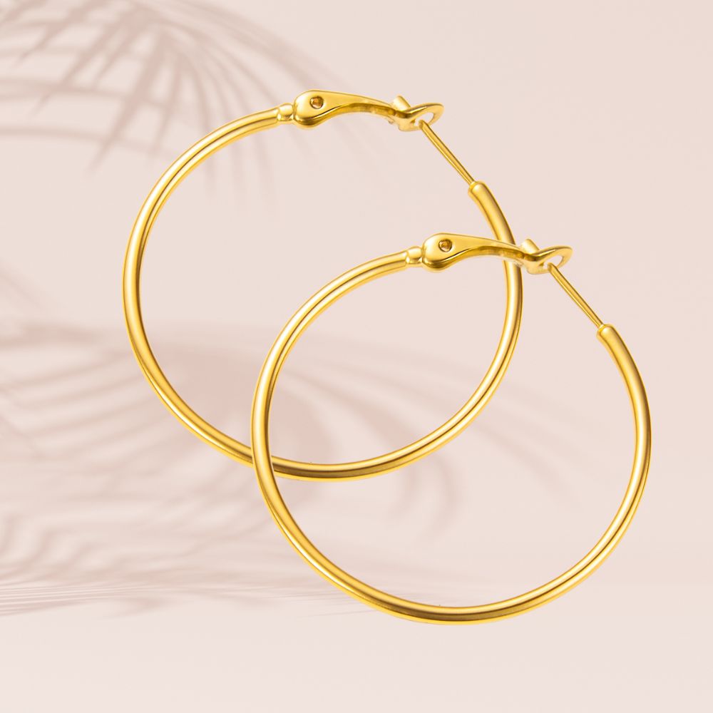 boucles d'oreilles créole acier inoxydable doré diamètre 70mm