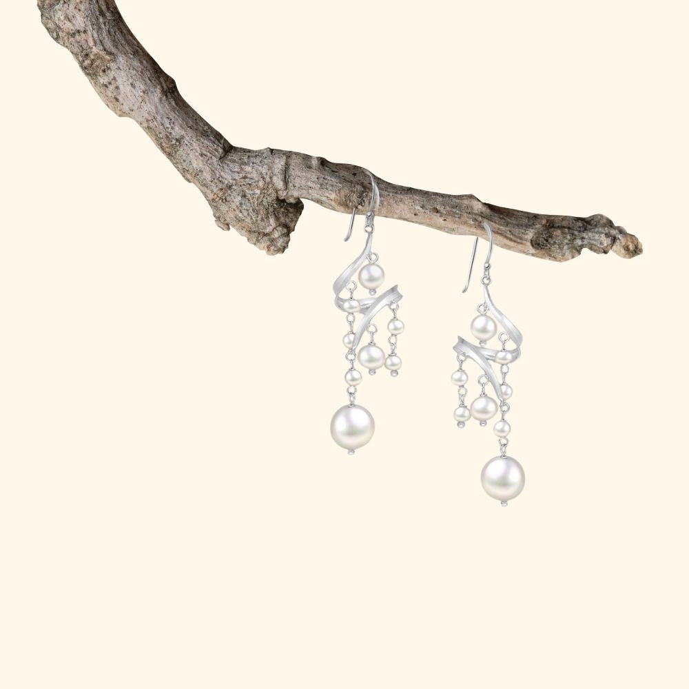 boucles d'oreilles pendantes argent 925 perles d'eau douce 