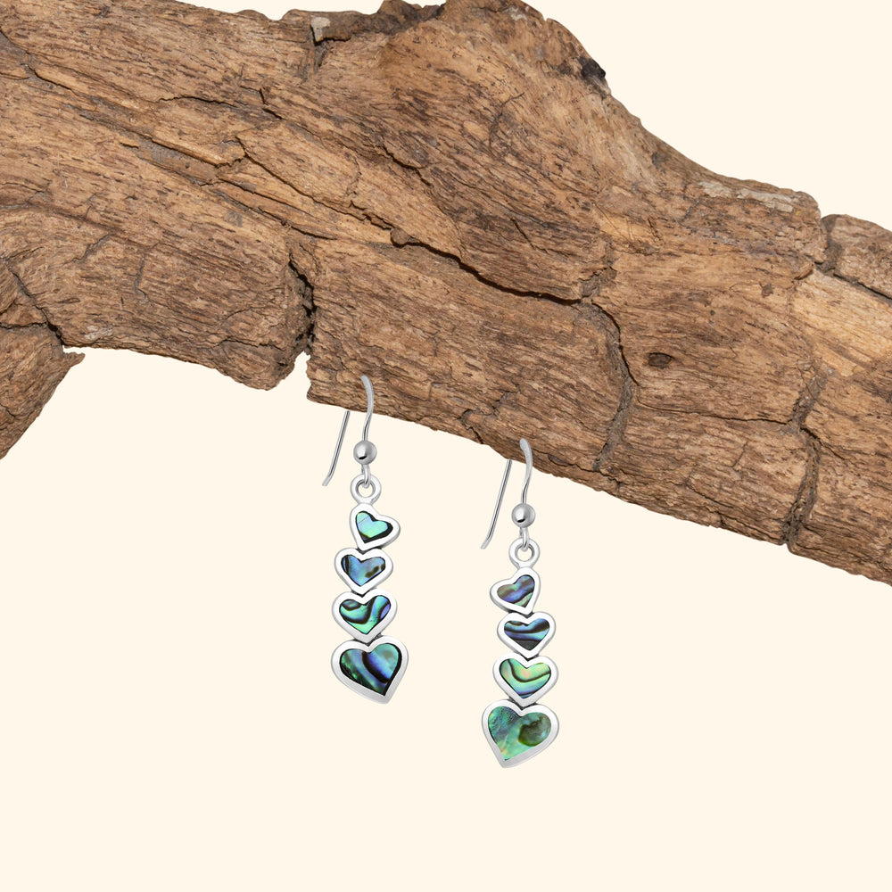 Boucles d'oreilles "cœur" en argent 925 / nacre abalone