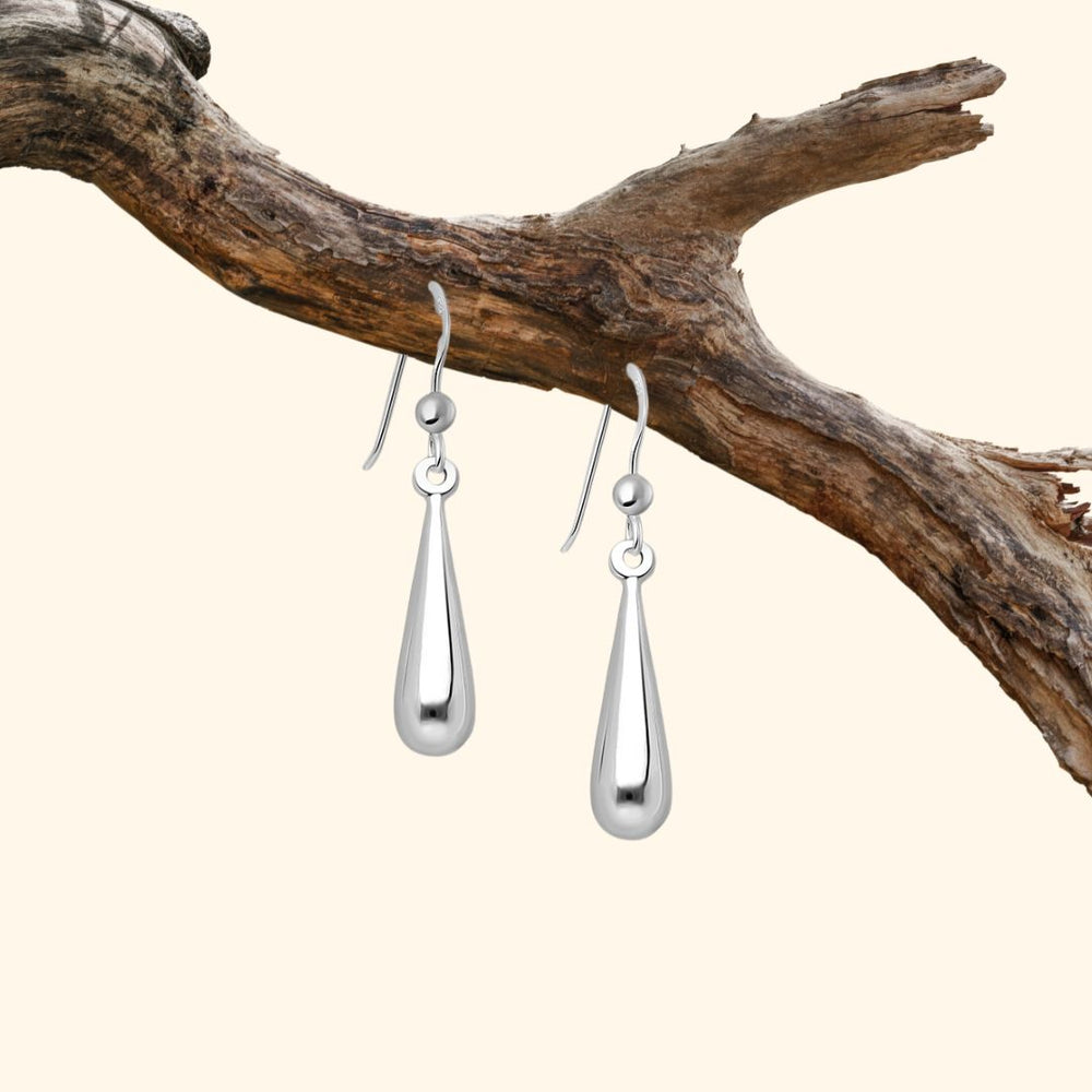 Boucles d’oreilles pendantes en argent 925 forme goutte polie 