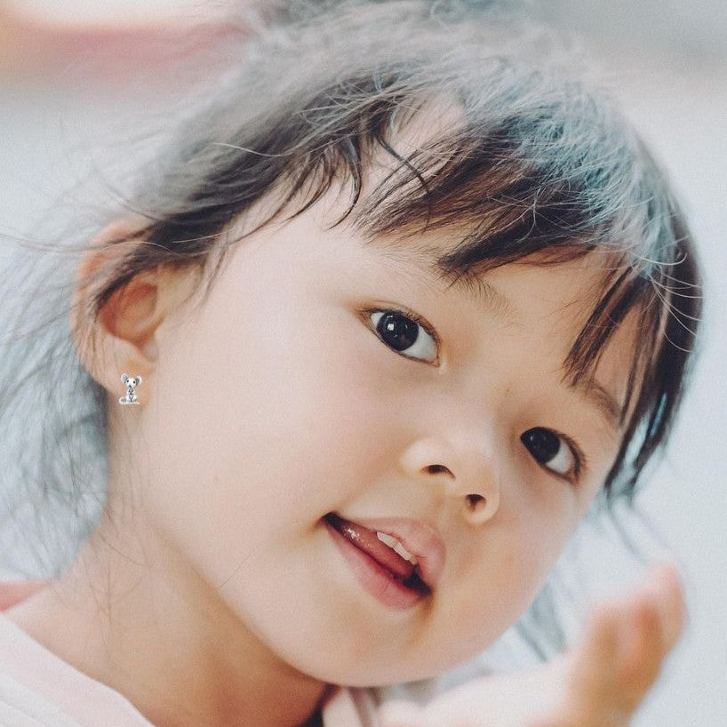 Boucles d'oreilles souris en argent 925 pour enfant