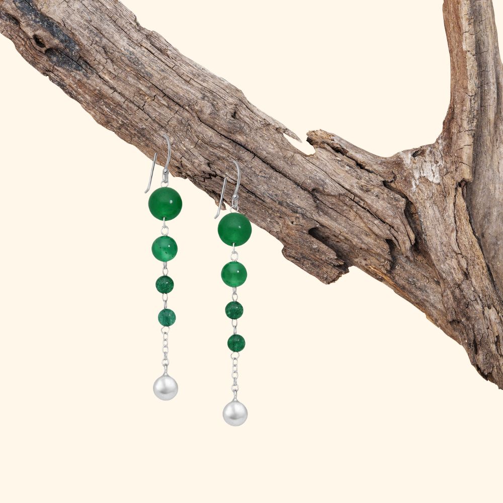 Boucles d’oreilles pendantes argent 925 pierres naturelles onyx vert