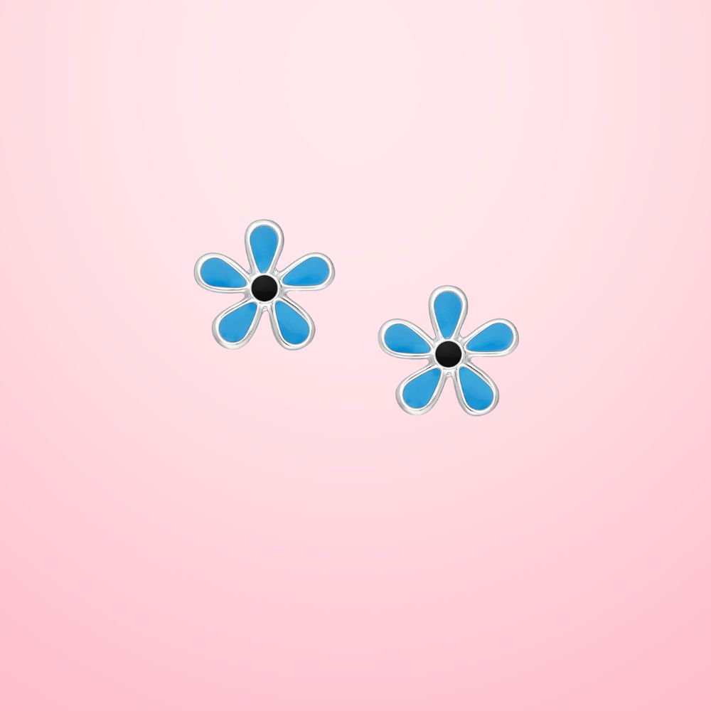 Boucles d'oreilles enfant en argent 925 avec émail coloré