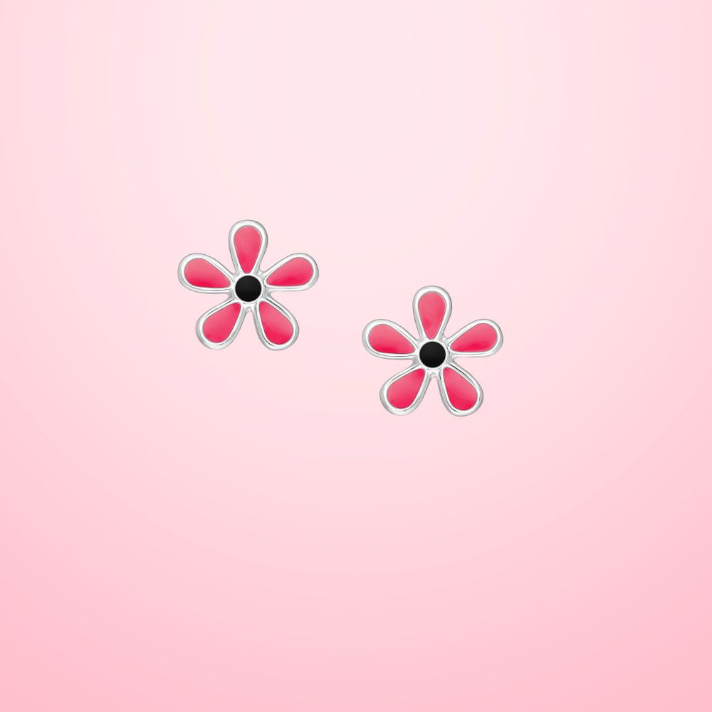 Boucles d'oreilles enfant en argent 925 avec émail coloré