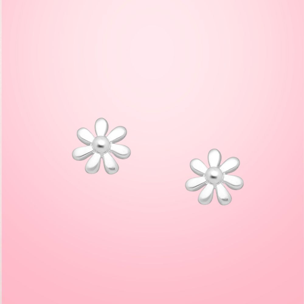 Boucles d'oreilles fleur en argent 925 pour enfant