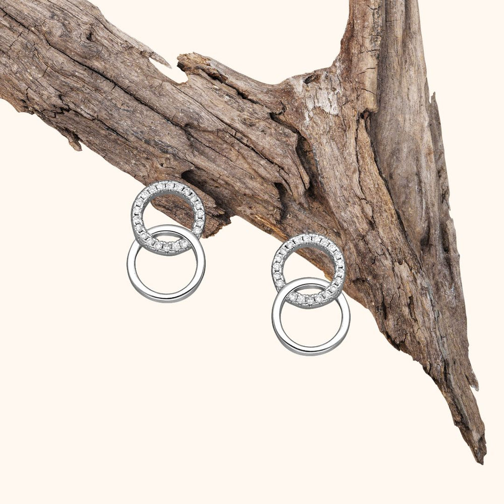Boucles d'oreilles en argent 925 rhodiés serties de zirconium