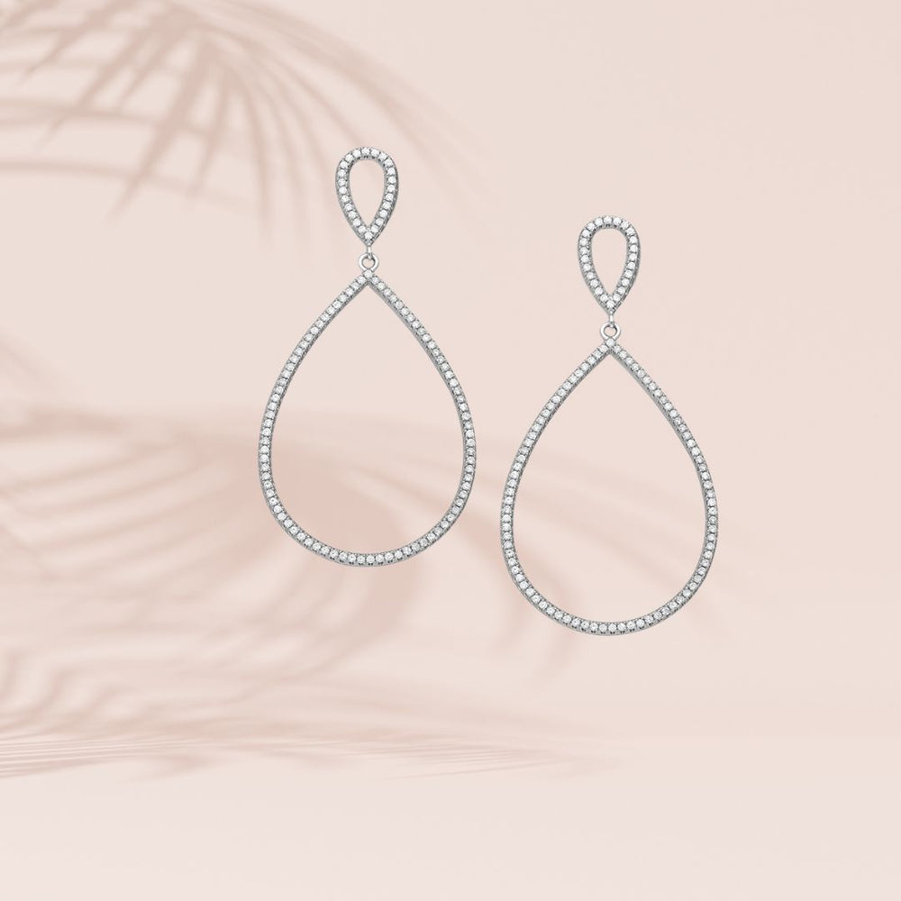 Boucles d'oreilles en argent 925 rhodié serties de zirconia