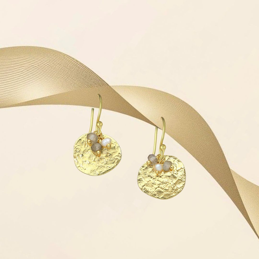 Boucles d'oreilles en argent 925 doré  avec labradorite