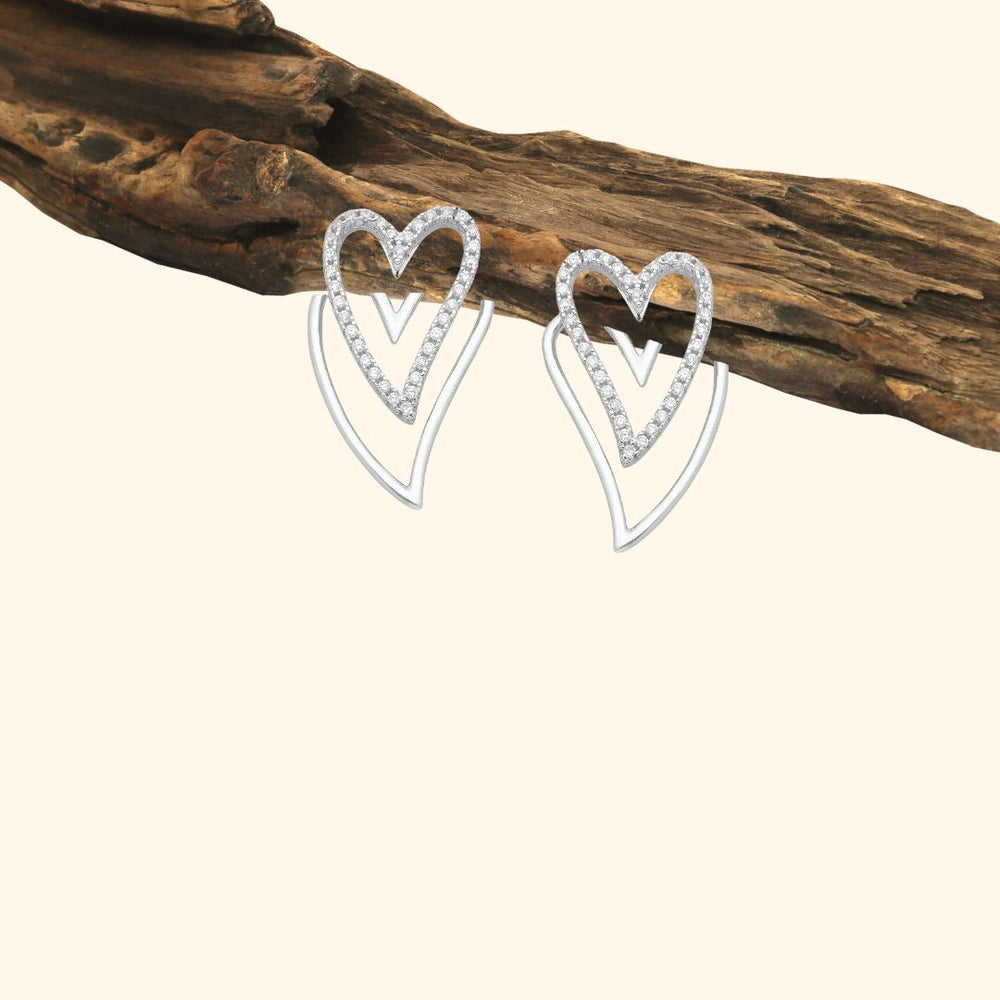 Boucles d’oreilles cœur modulables en argent 925 avec zirconia 