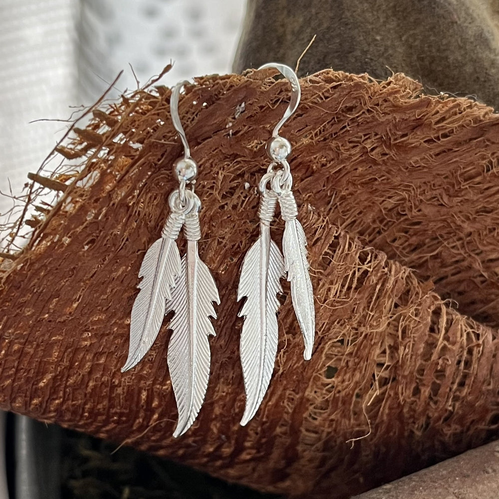 Boucles d'oreilles en argent 925 "Double plume"