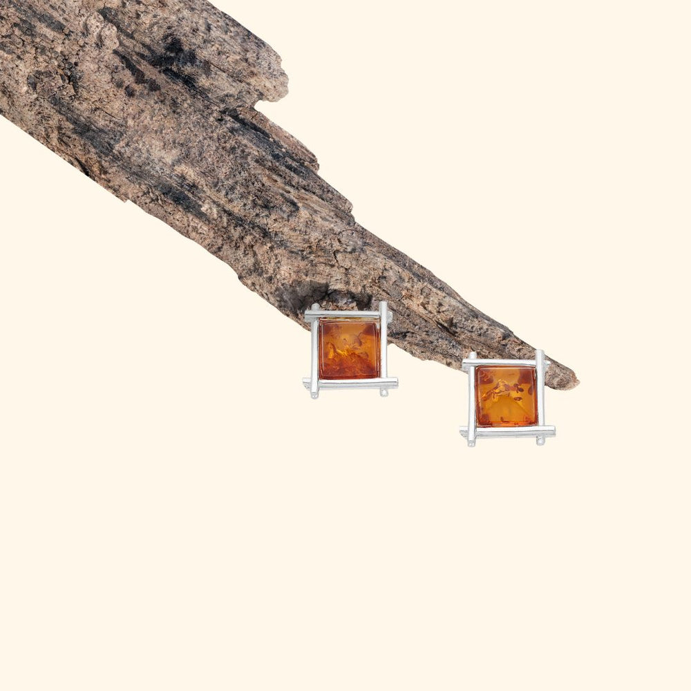 Boucle d'oreille en argent 925 ambre de Baltique