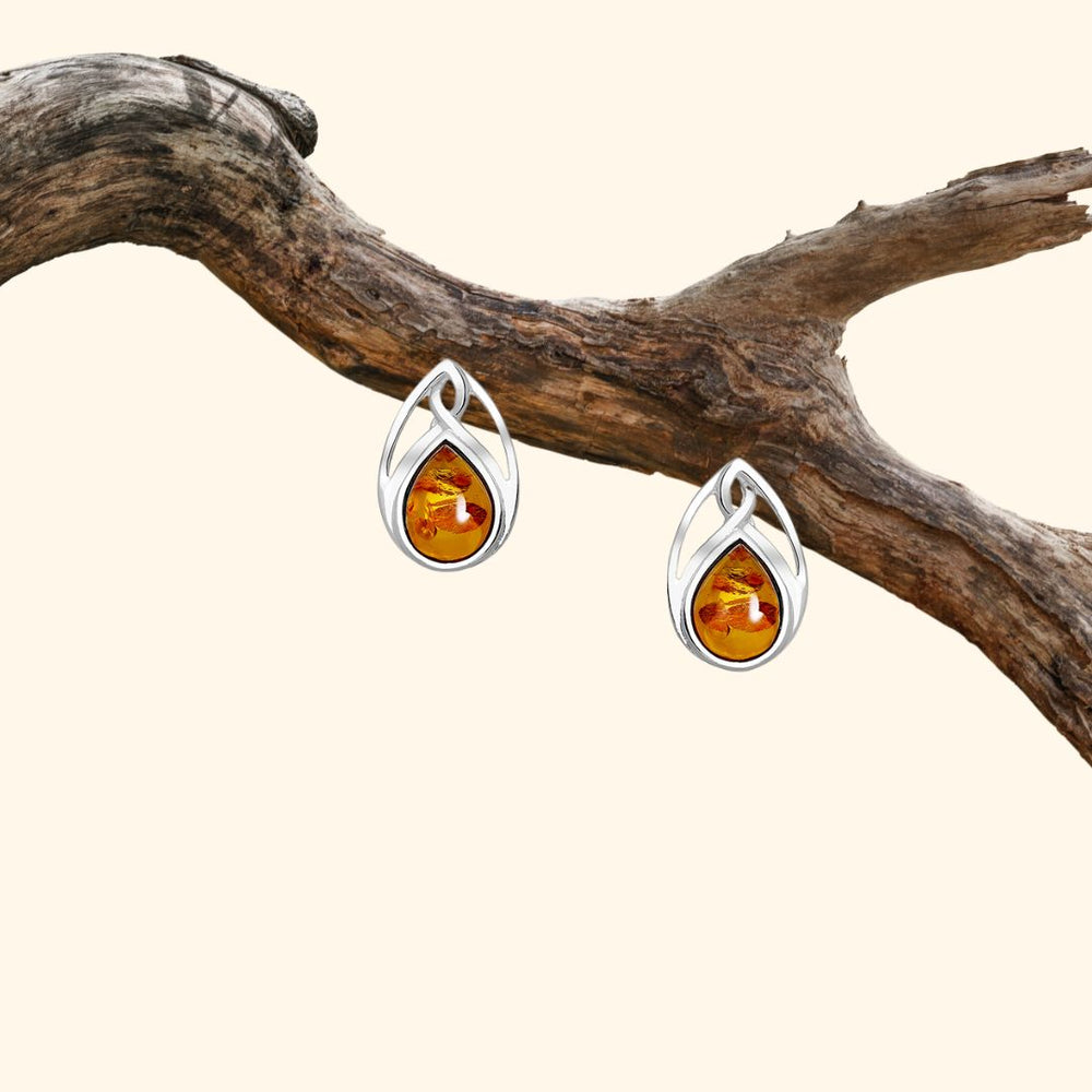 Boucle d'oreille en argent 925 Ambre de Baltique