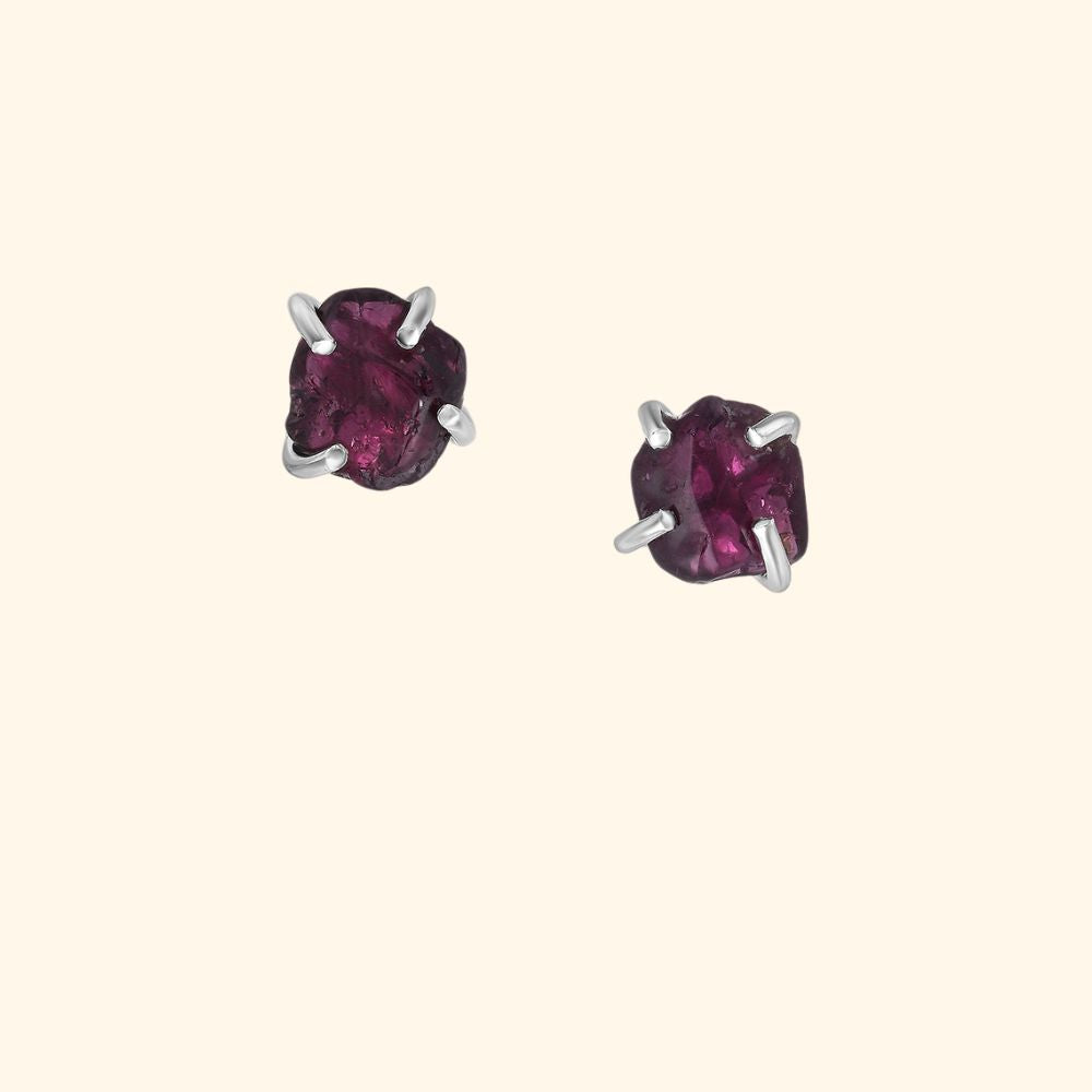 boucles d'oreilles argent 925 pierres naturelles rhodolite