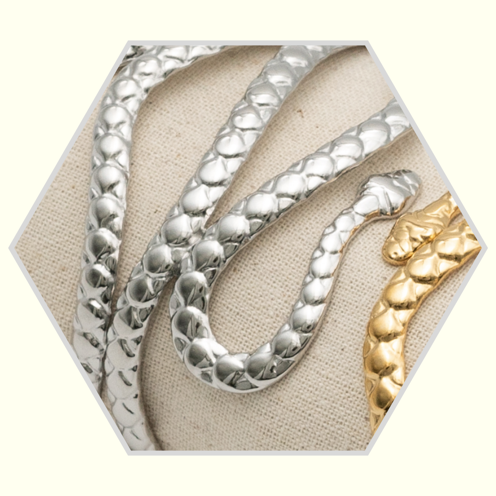 Bracelet  en acier inoxydable "serpent" ajustable