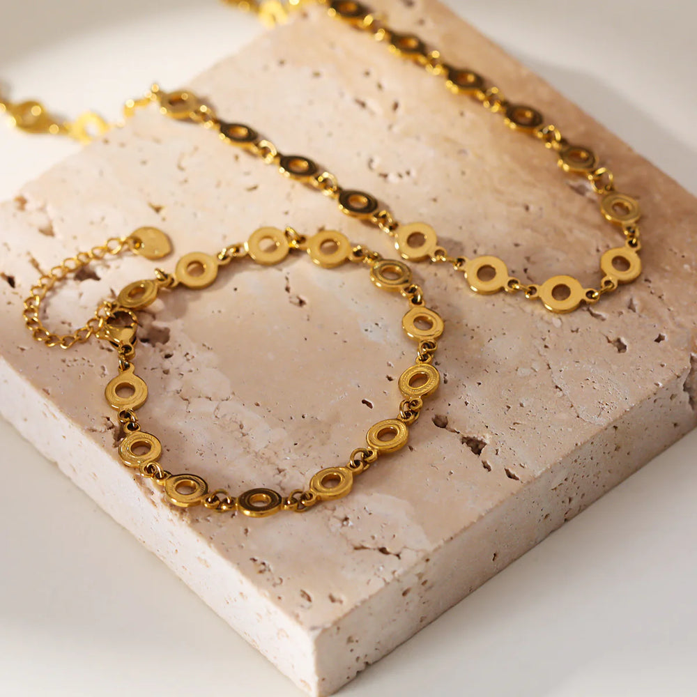 Bracelet en acier inoxydable doré "multi cercle" / Ajustable
